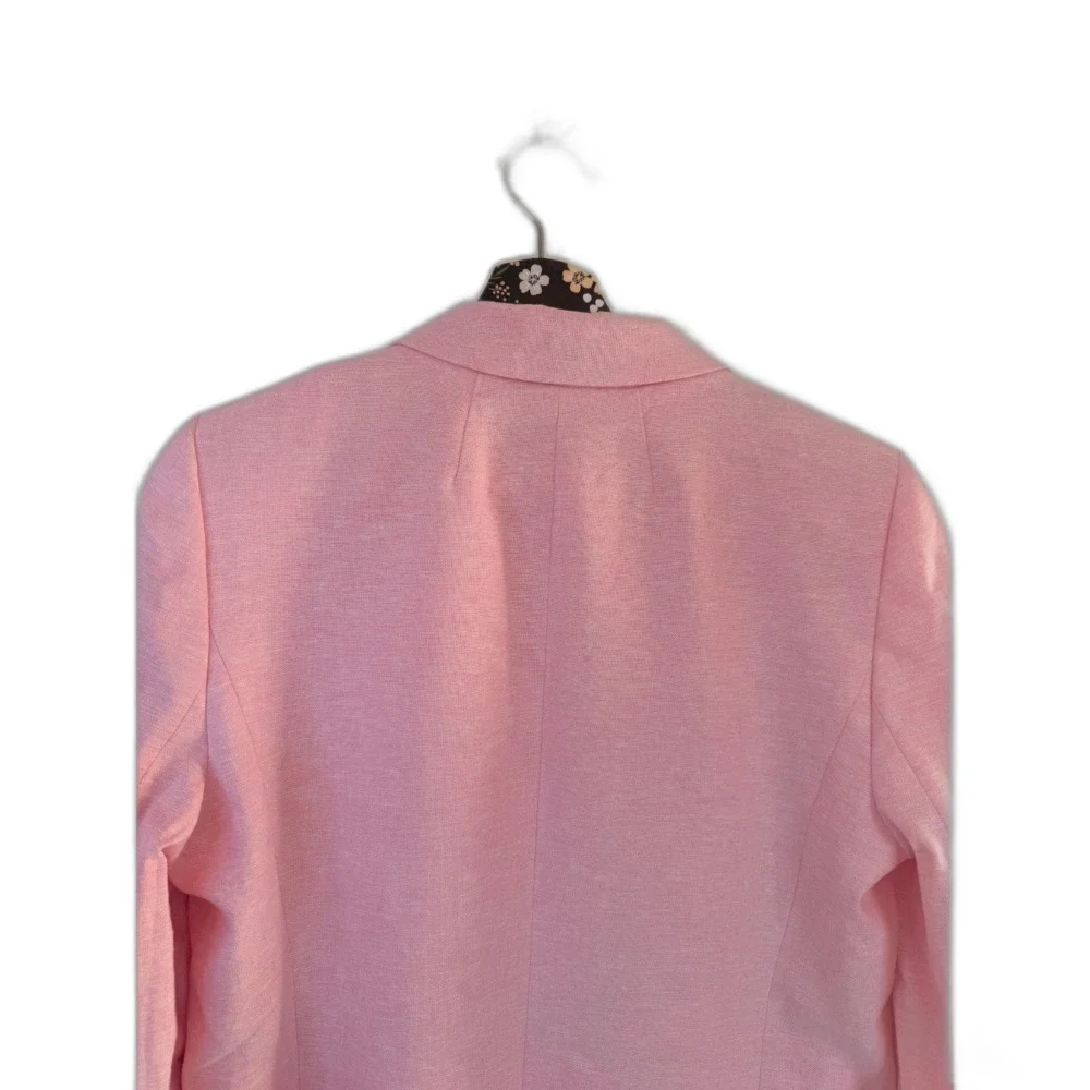 J.Crew Holland Blazer Pink Linen Cotton Single Button Gold Crest Buttons 8